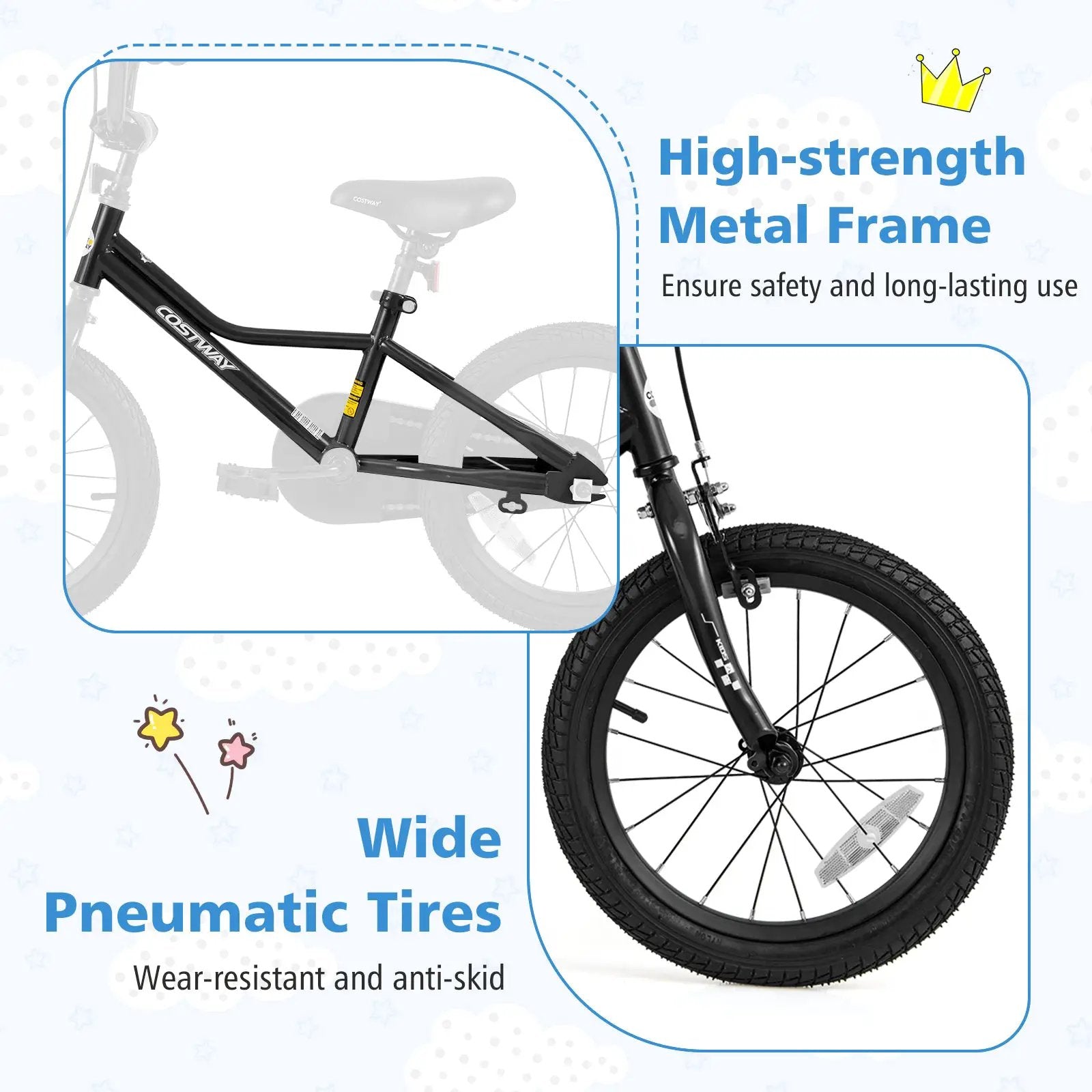 16 Inch Kids Bike Adjustable for 4-7 Years Old with Low-Step Frame by DirectDeals