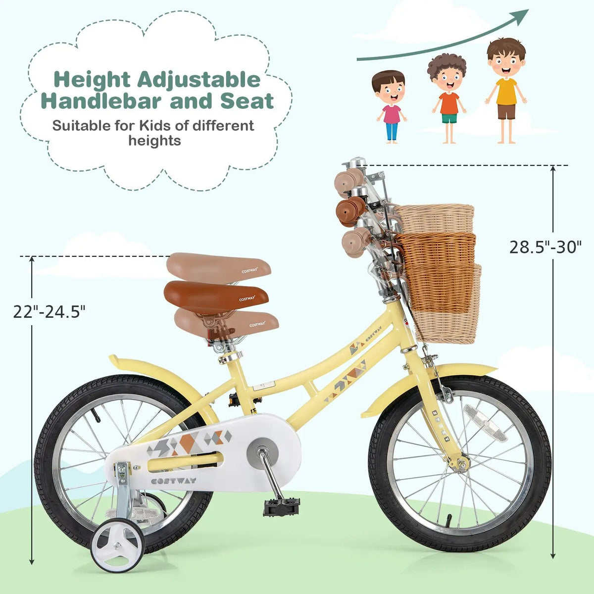 18 Inch Kids Bike Adjustable Bicycle with Reflectors and Bell for Children 4-8 Years Old-18 inches by DirectDeals