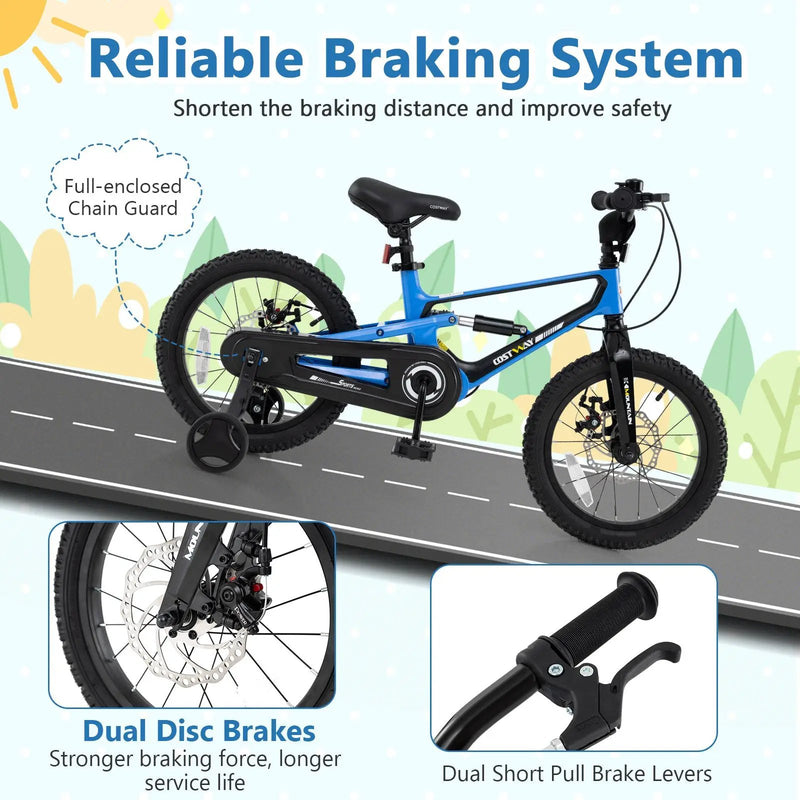 16 Inch Kids Bike Adjustable with Shock Absorber and Bell for Aged 4 to 7-16 inches by DirectDeals