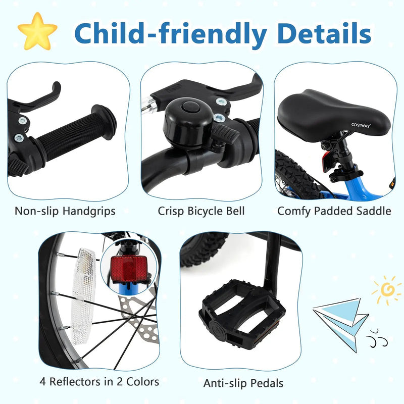 16 Inch Kids Bike Adjustable with Shock Absorber and Bell for Aged 4 to 7-16 inches by DirectDeals