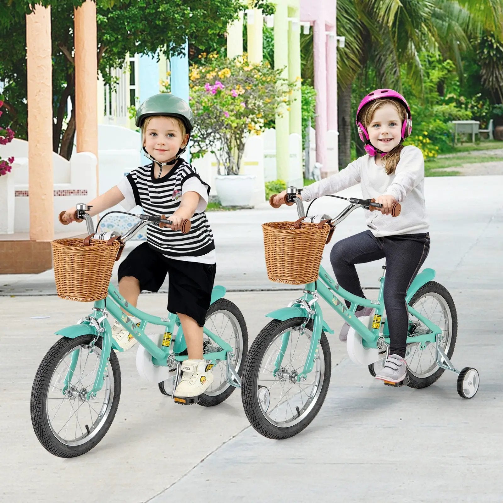 18 Inch Kids Bike Bicycle with Training Wheels and 2 Brake System Ages 4-8 Years Old-18 inches by DirectDeals