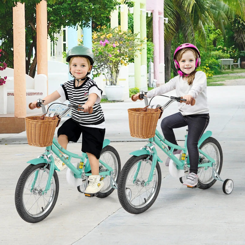 18 Inch Kids Bike Bicycle with Training Wheels and 2 Brake System Ages 4-8 Years Old-18 inches by DirectDeals