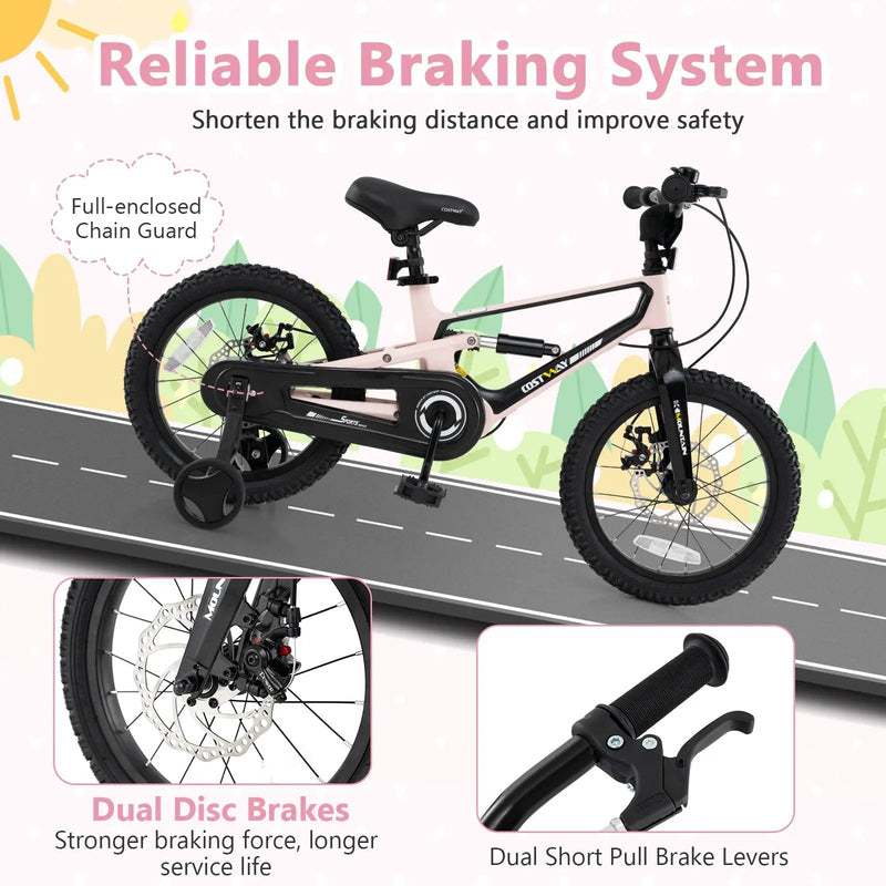 16 Inch Kids Bike Lightweight with Detachable Training Wheels for Aged 4 to 7-16 inches by DirectDeals