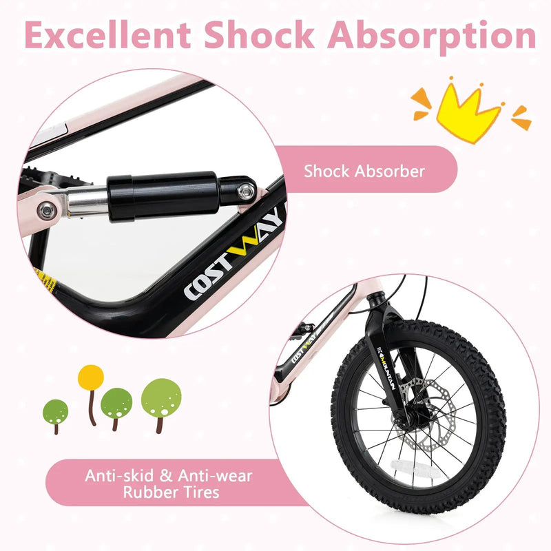 16 Inch Kids Bike Lightweight with Detachable Training Wheels for Aged 4 to 7-16 inches by DirectDeals