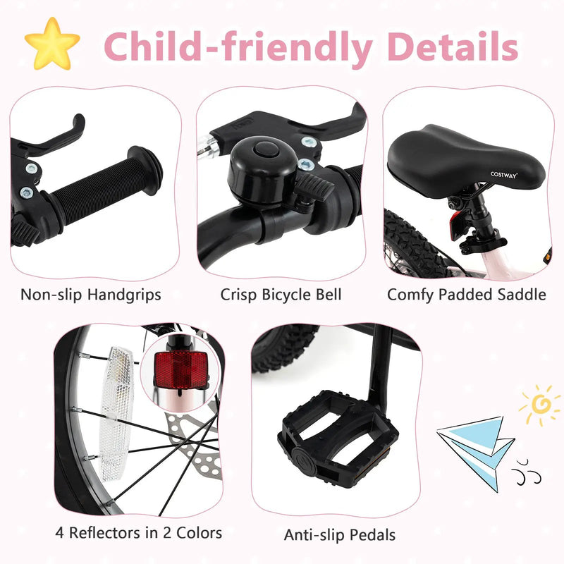 16 Inch Kids Bike Lightweight with Detachable Training Wheels for Aged 4 to 7-16 inches by DirectDeals