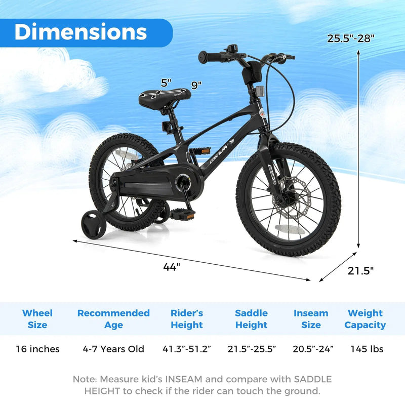 16 Inch Kids Bike Lightweight with 2 Removable Training Wheels for Aged 4-7-16 inches by DirectDeals