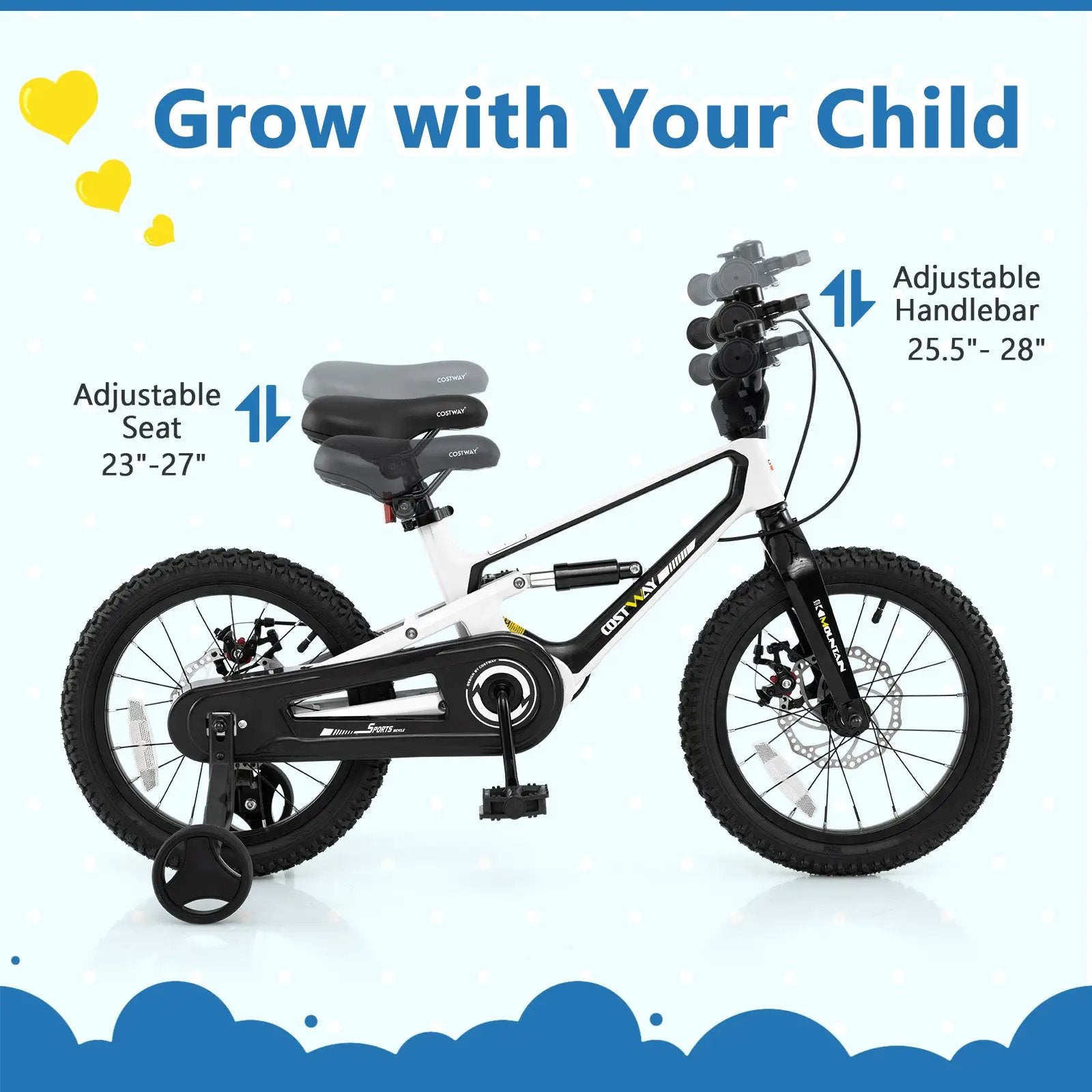 16 Inch Kids Bike Magnesium Alloy Bicycle Adjustable for Aged 4 to 7-16 inches by DirectDeals