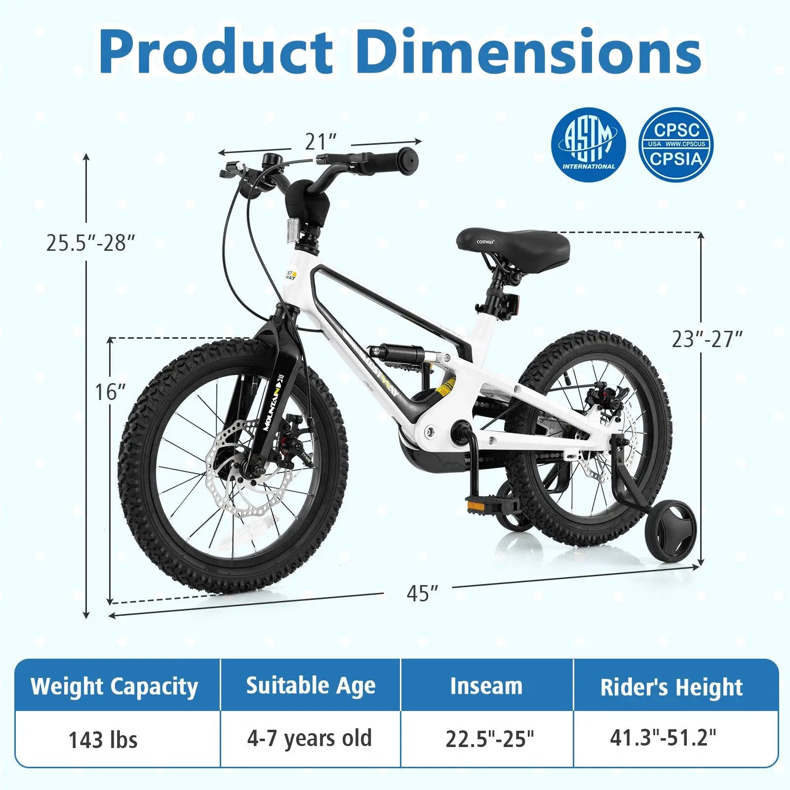 16 Inch Kids Bike Magnesium Alloy Bicycle Adjustable for Aged 4 to 7-16 inches by DirectDeals