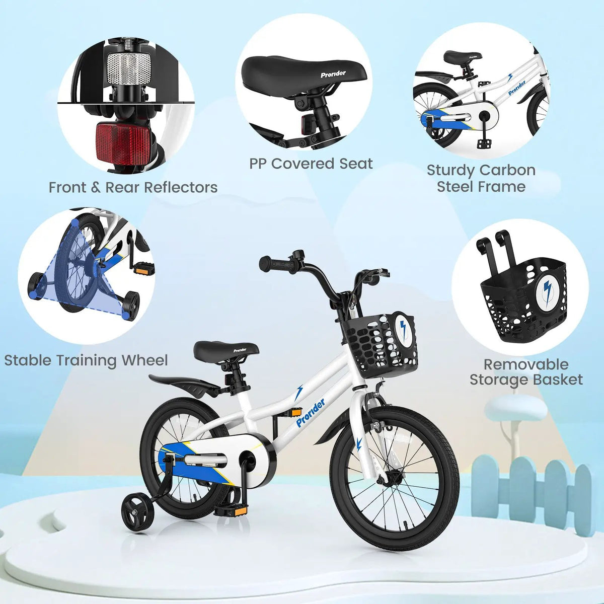 16 Inch Kids Bike with Removable Training Wheels by DirectDeals