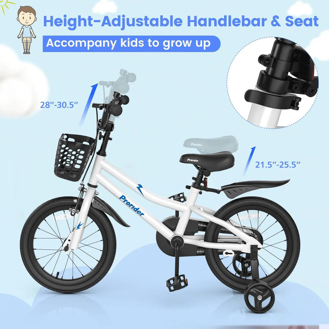 16 Inch Kids Bike with Removable Training Wheels by DirectDeals