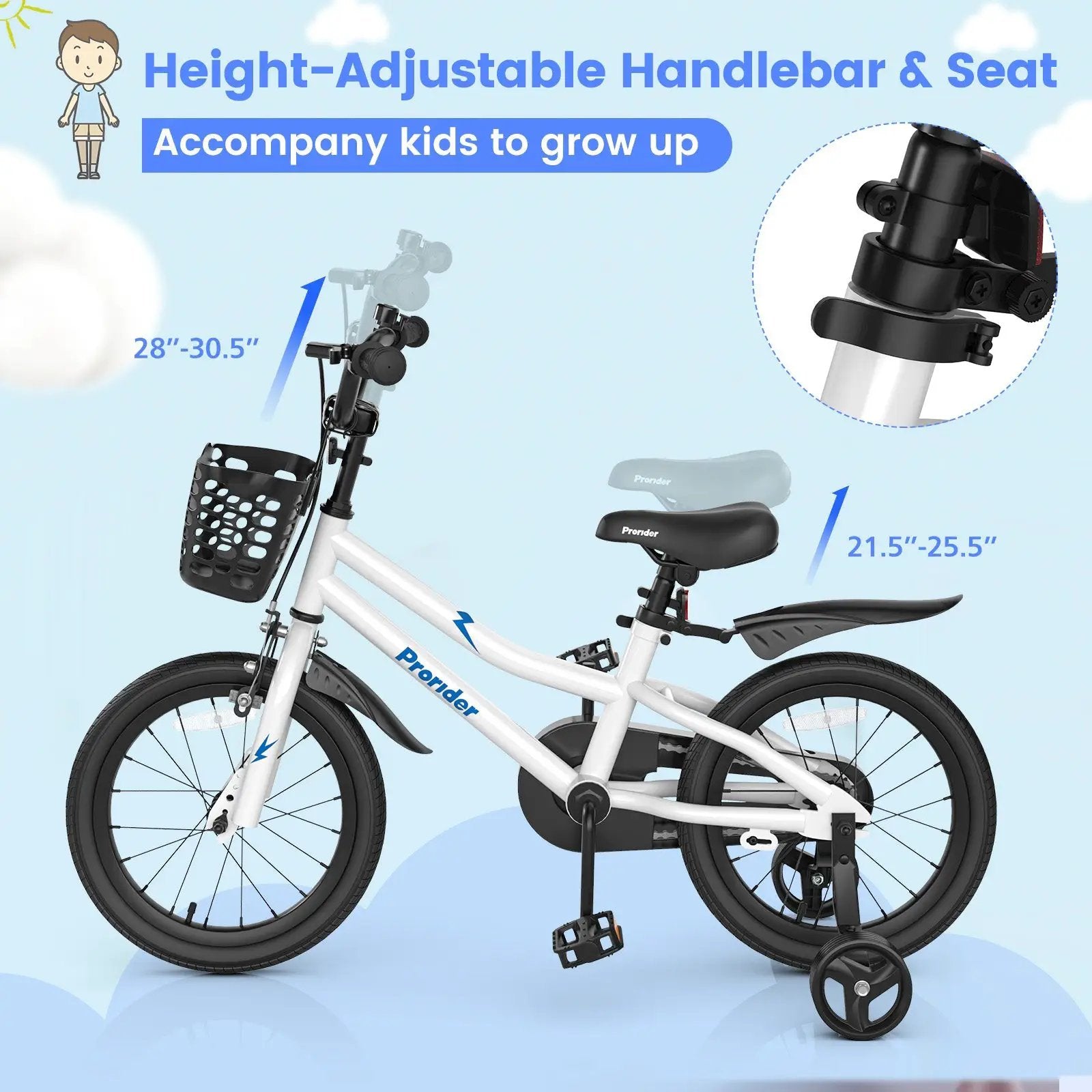 16 Inch Kids Bike with Removable Training Wheels by DirectDeals