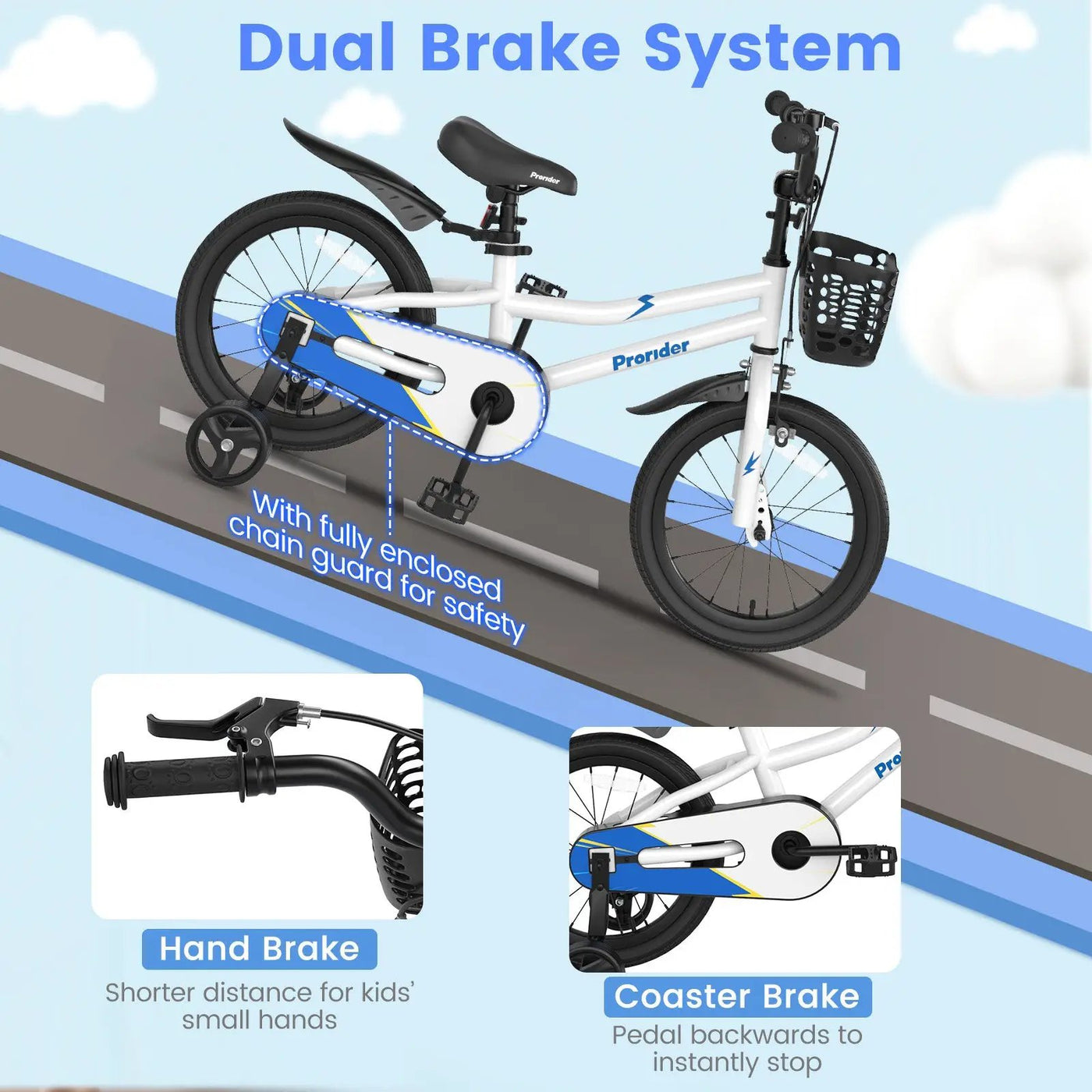 16 Inch Kids Bike with Removable Training Wheels by DirectDeals