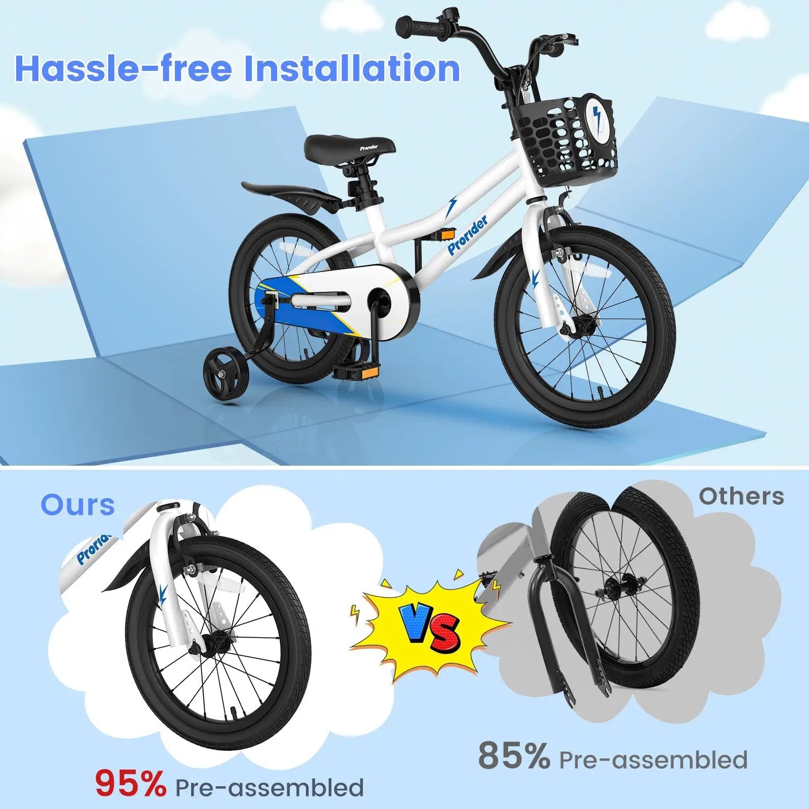 16 Inch Kids Bike with Removable Training Wheels by DirectDeals