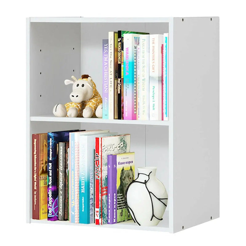 2-Layer Multifunctional Furniture Display Cabinet with Large Capacity Storage Space-White by DirectDeals