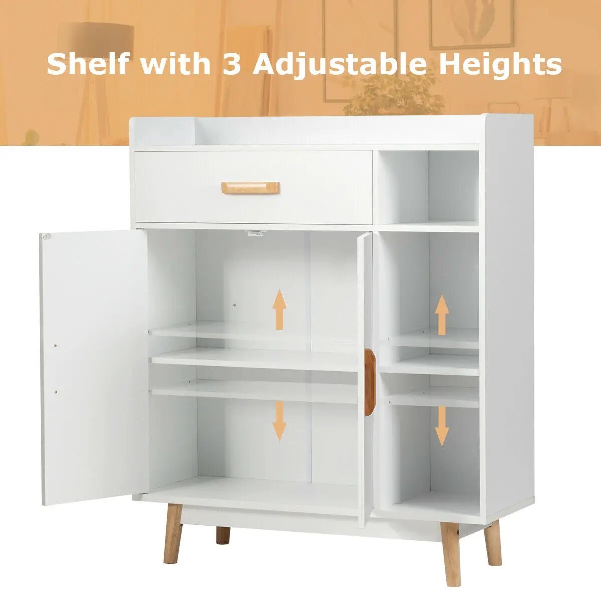 Floor Storage Cabinet Free Standing Cupboard Chest by DirectDeals