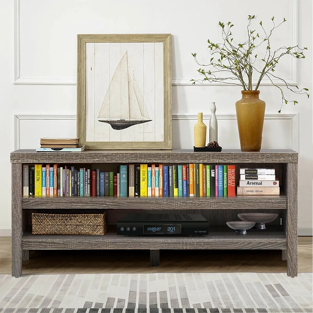 3-Tier TV Stand Console Cabinet for TV's up to 45 Inch with Storage Shelves by DirectDeals