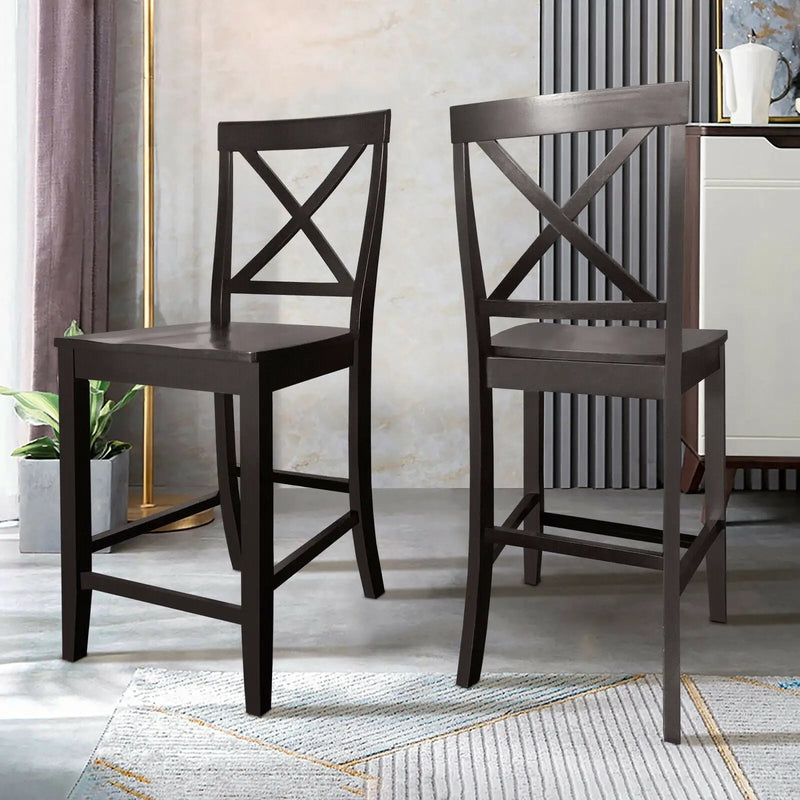 24 Inch 2 Pack Rubber Wood Frame Kitchen Chairs by DirectDeals