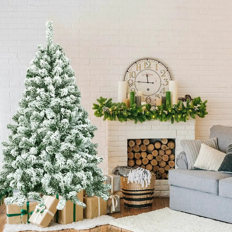 4.5 Feet Snow Flocked Artificial Christmas Tree with 400 Tips by DirectDeals