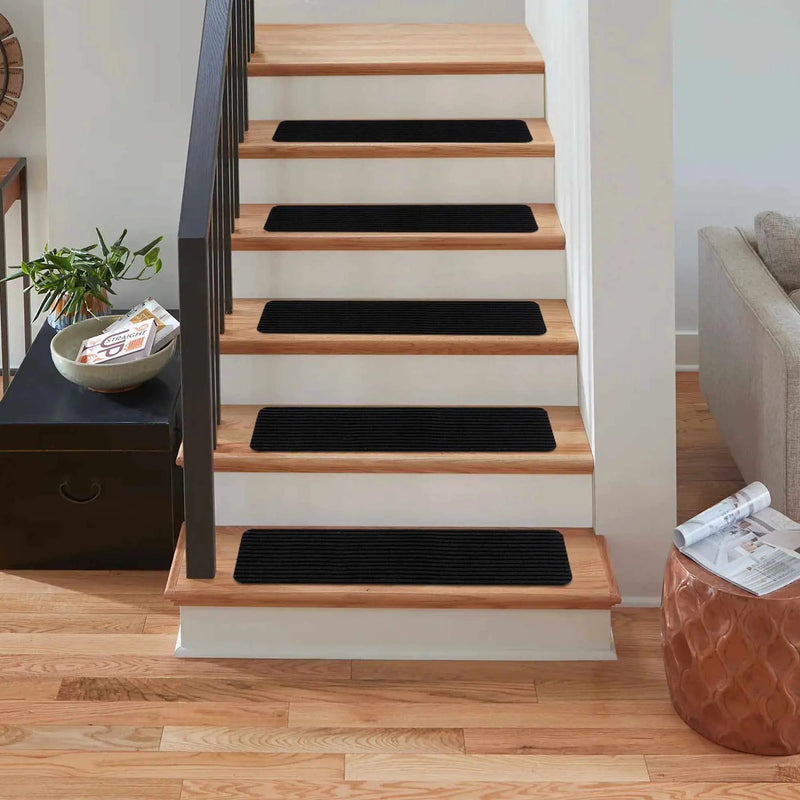 Basic Stair Tread Rugs, Black by Hauteloom