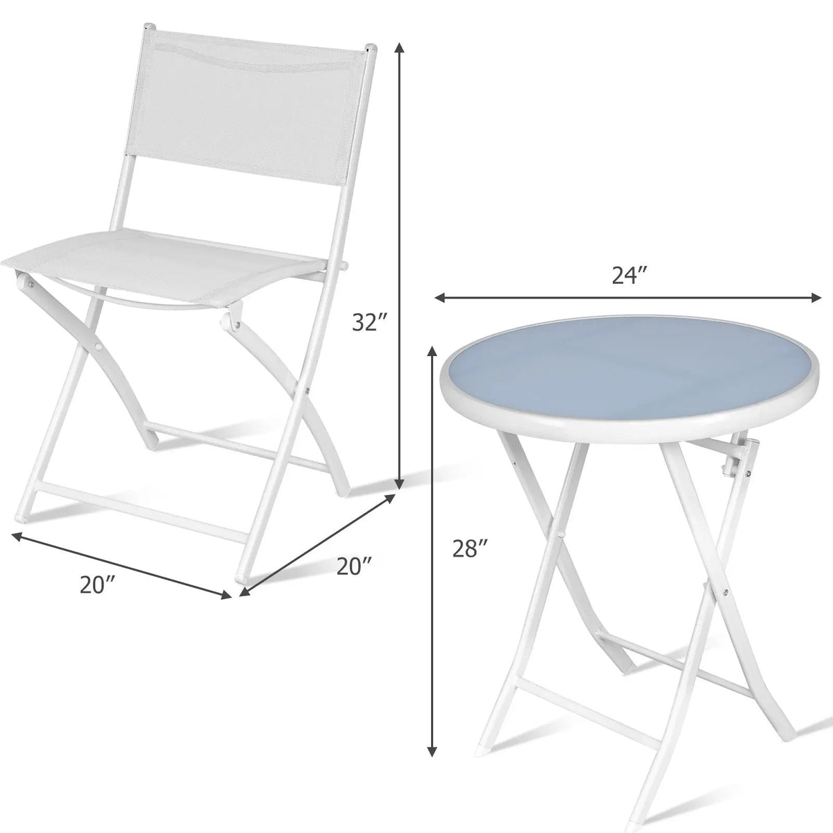 3 Pieces Patio Folding Bistro Set for Balcony or Outdoor Space by DirectDeals