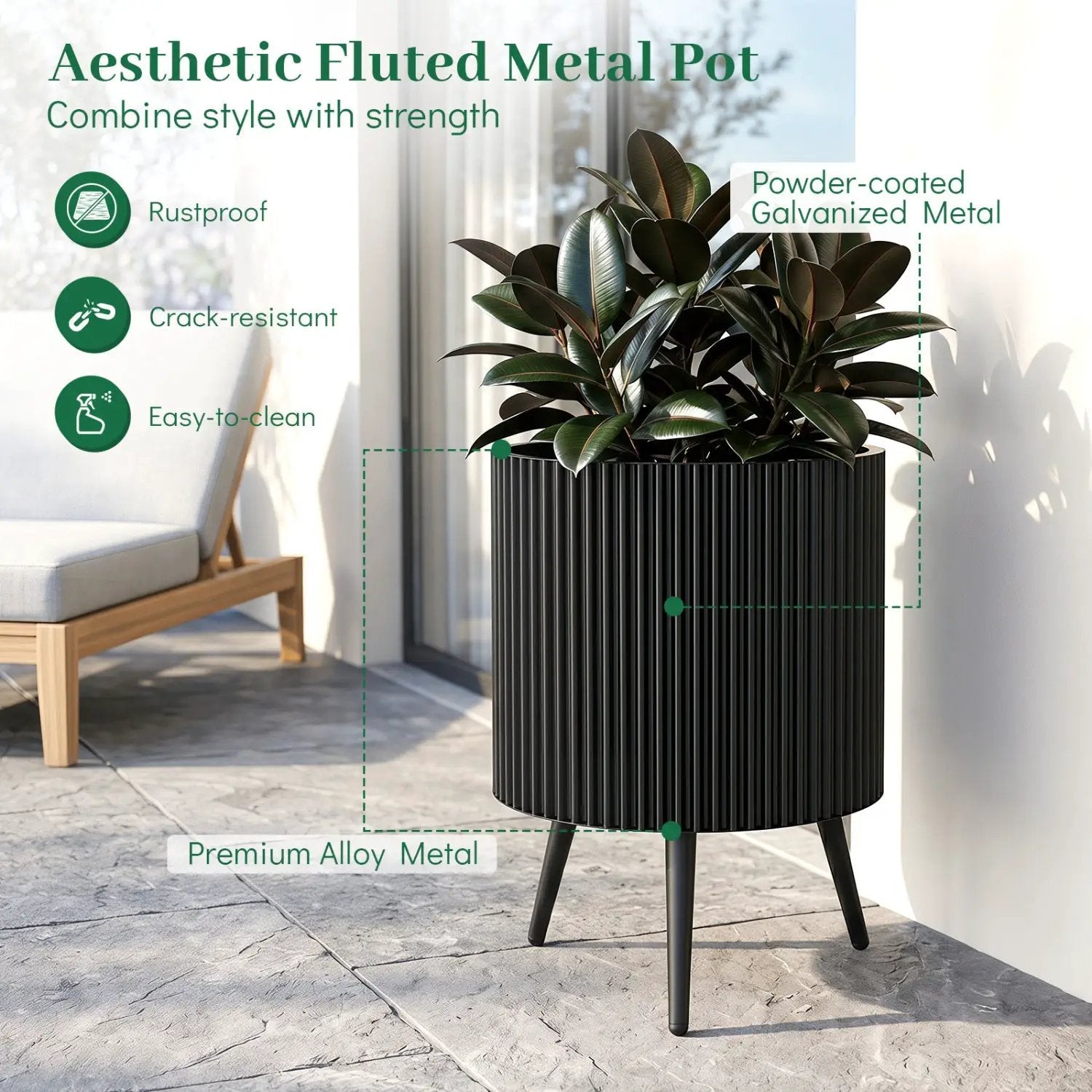 20-Inch Raised Metal Planter with Stand and Drainage Holes by DirectDeals