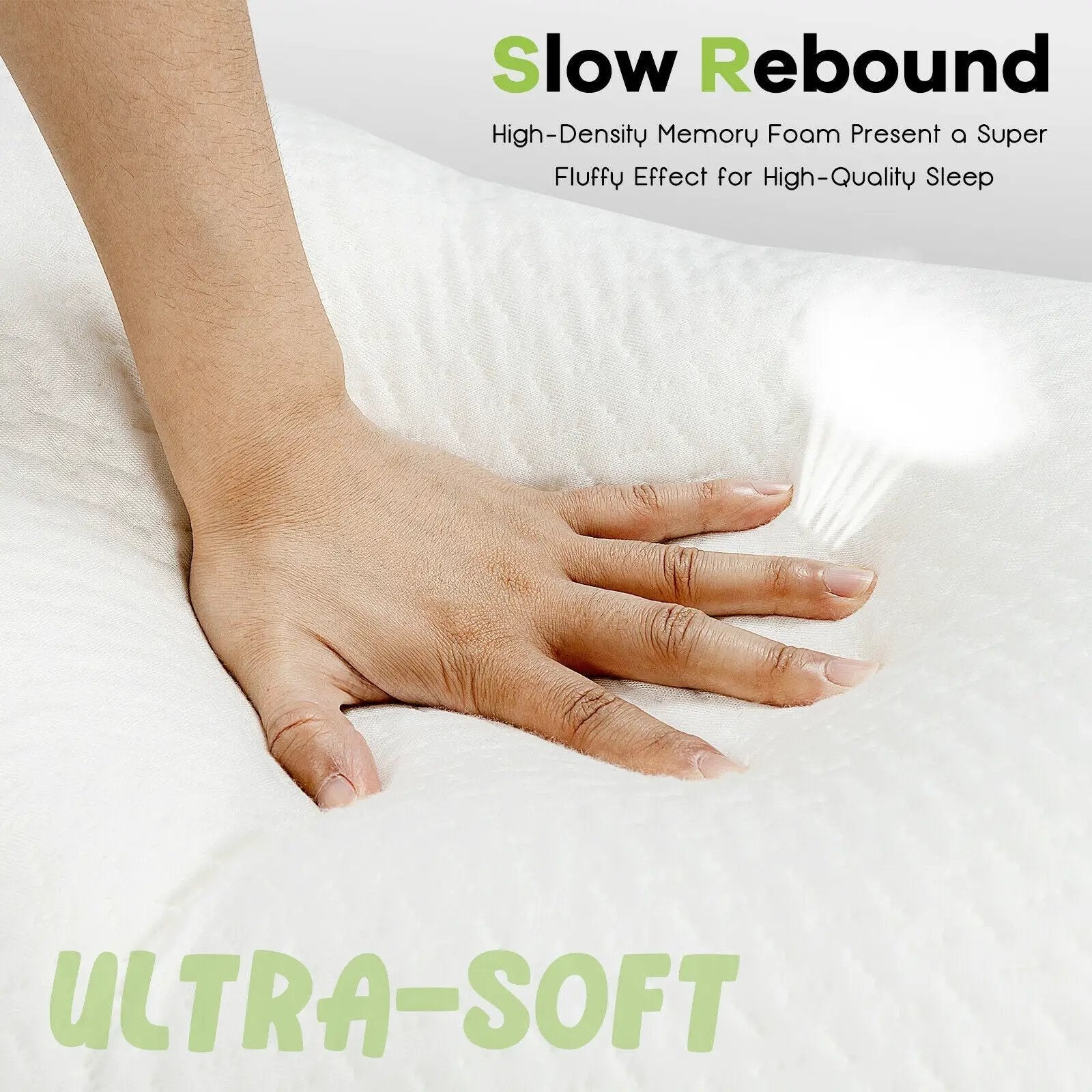 Set of 2 28 x18 Inch Shredded Memory Foam Bed Pillows with Bamboo Cooling Cover by DirectDeals