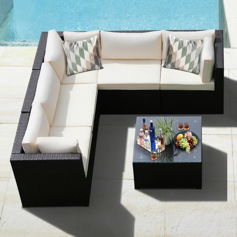 6 Pieces Patio Furniture Sofa Set with Cushions for Outdoor by DirectDeals
