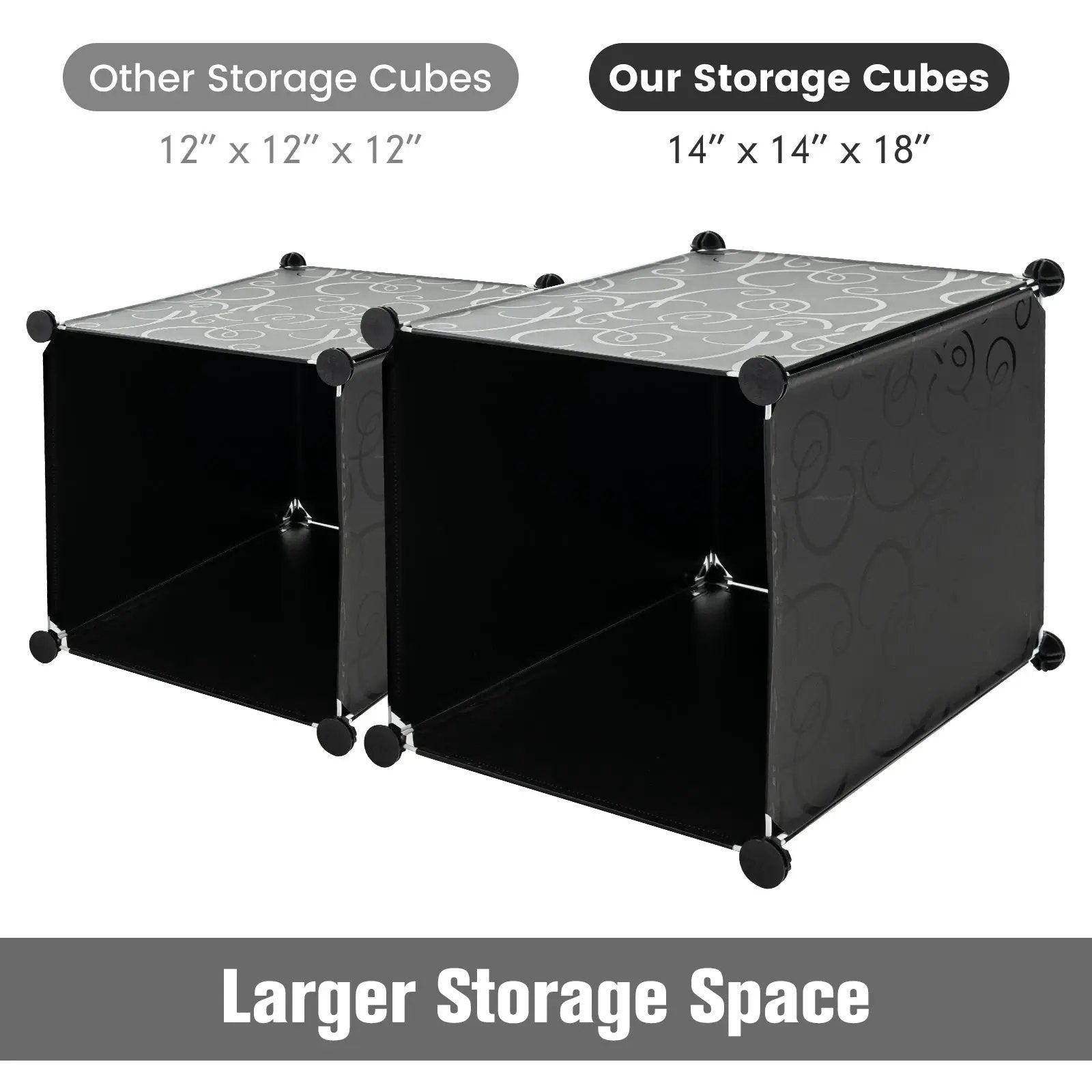 16-Cube Storage Organizer with 16 Doors and 2 Hanging Rods-Black by DirectDeals
