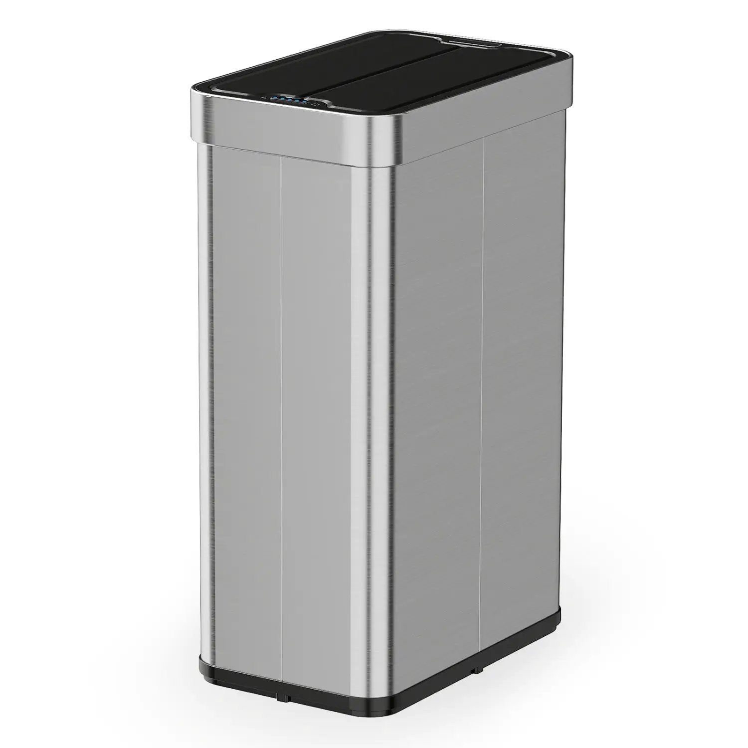 16 Gallon Trash Can with Wing Lids for Bedroom Bathroom Kitchen-Silver by DirectDeals