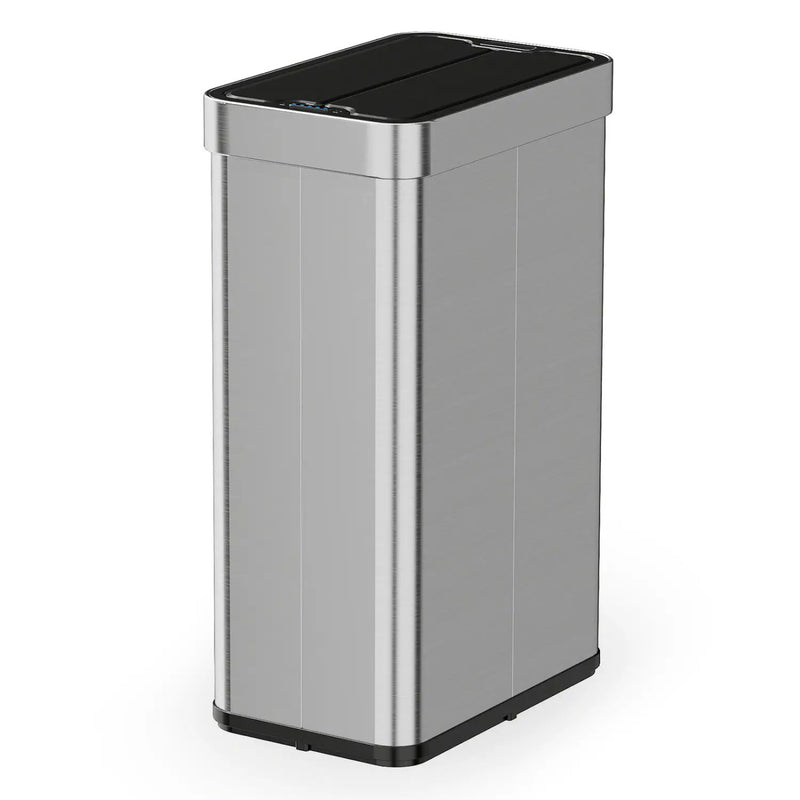 16 Gallon Trash Can with Wing Lids for Bedroom Bathroom Kitchen-Silver by DirectDeals