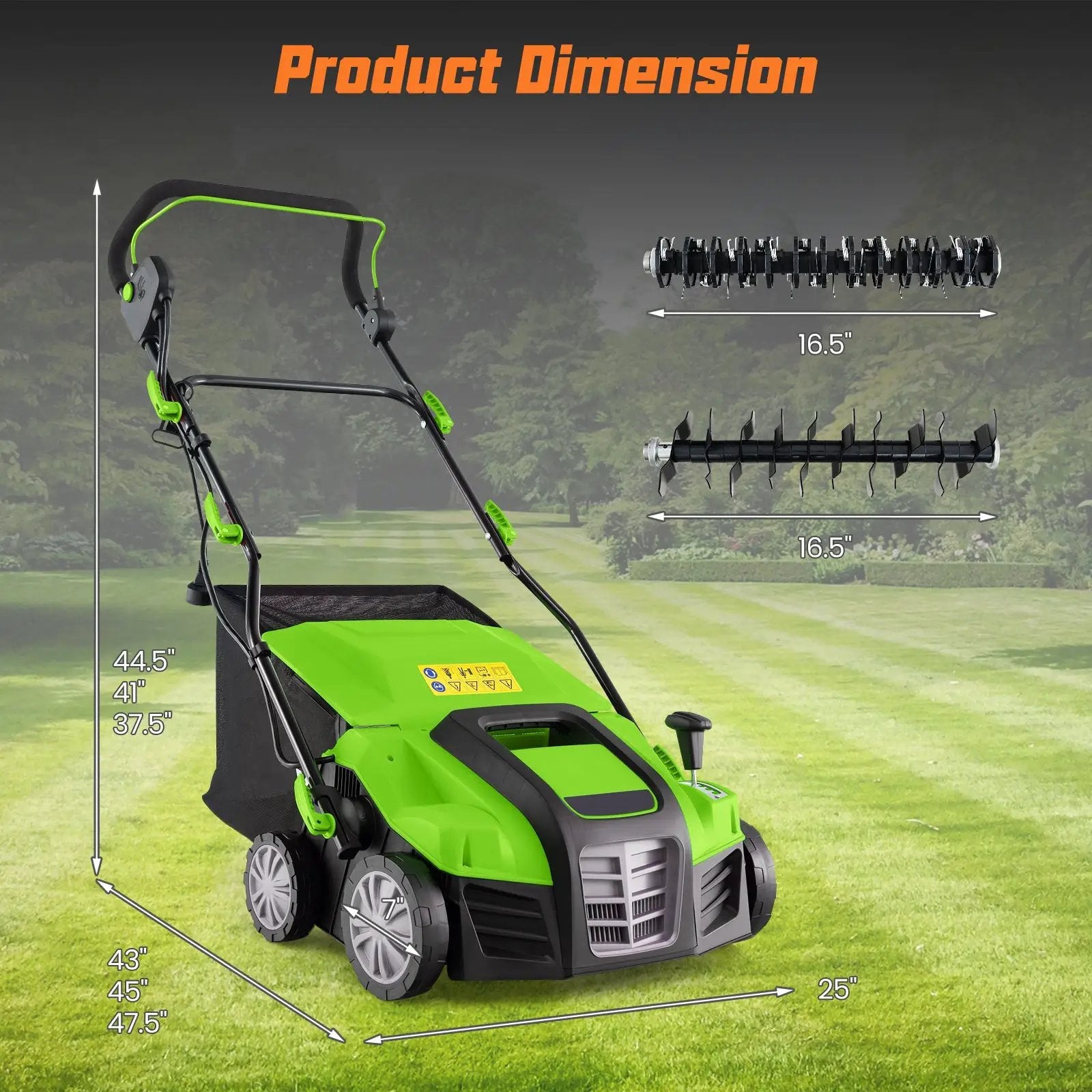 16-Inch Electric Lawn Dethatcher and Scarifier with Collection Bag by DirectDeals