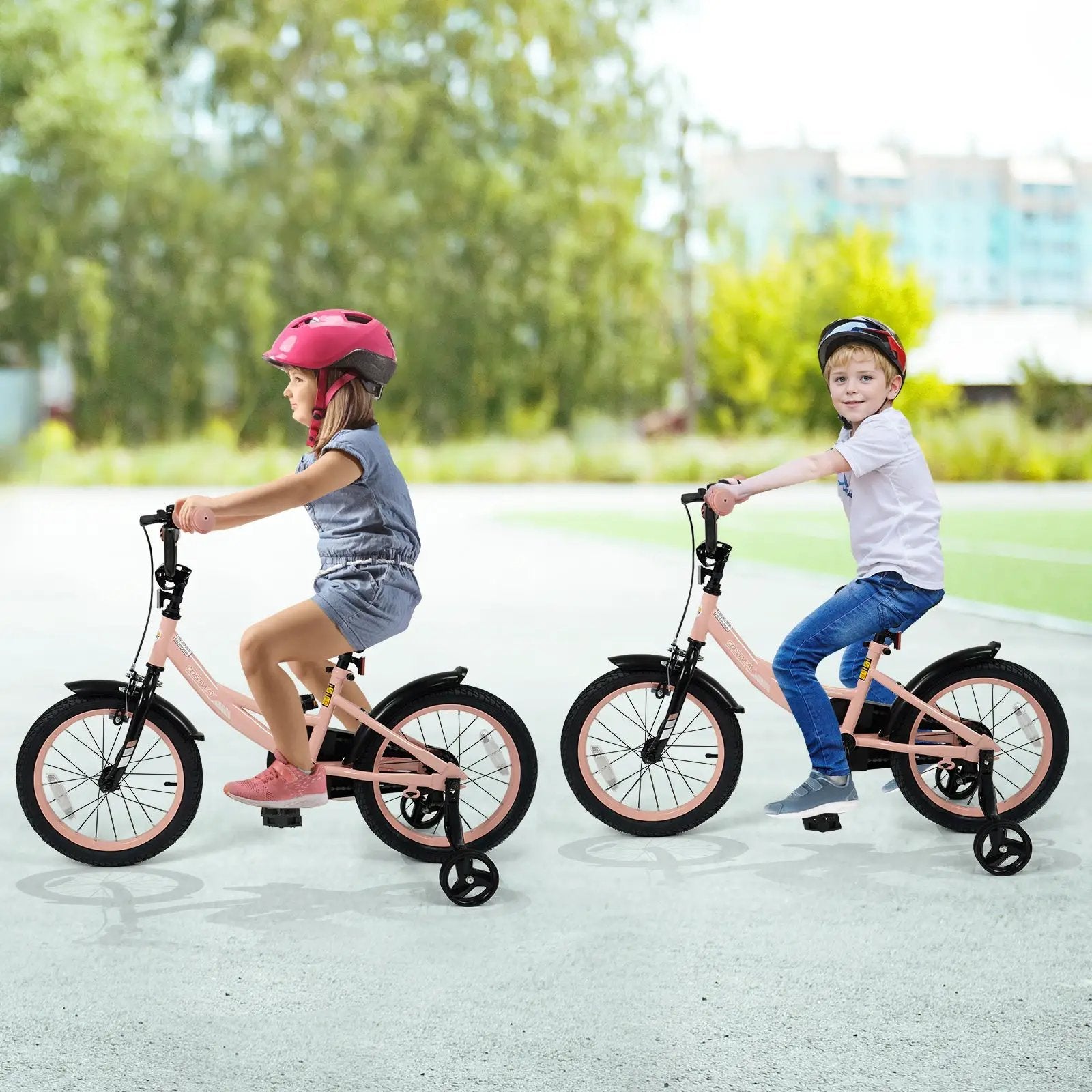 Kids Bike 12-18 Inch with Training Wheels - Pink by DirectDeals