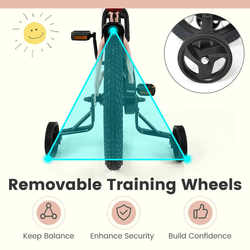 Kids Bike 12-18 Inch with Training Wheels - Pink by DirectDeals