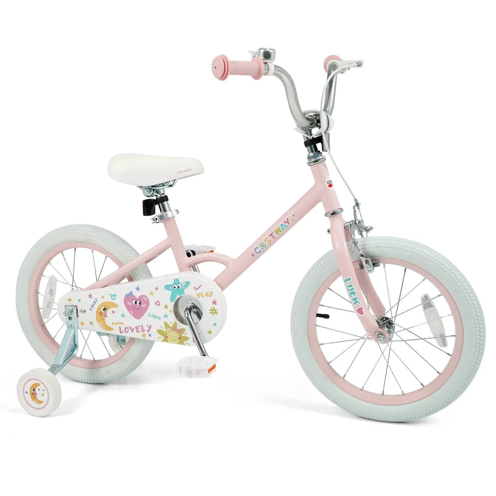 Kids Bike 12-18 Inch with Training Wheels - Pink Stars & Moon by DirectDeals