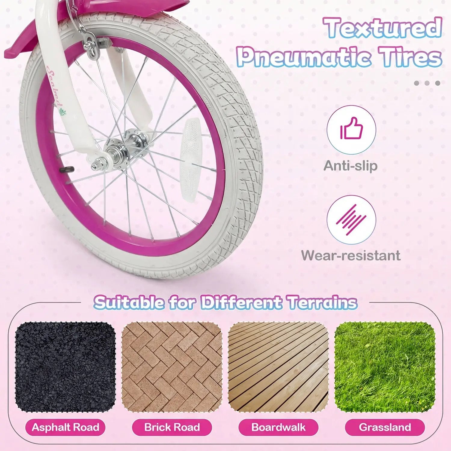 Kids Bike 18-Inch with Training Wheels and Basket Rose Red by DirectDeals