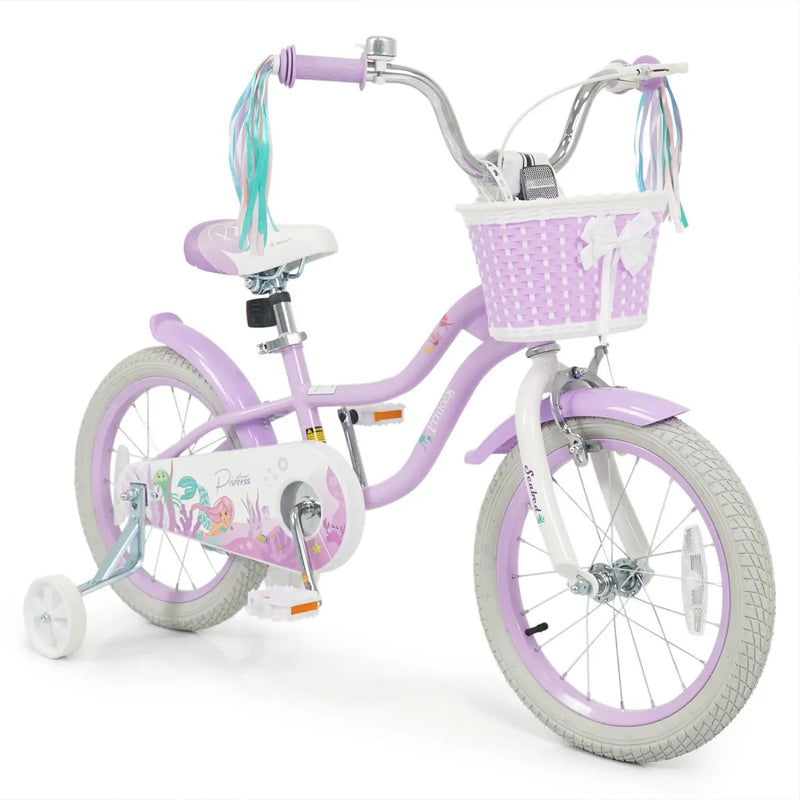 Kids Bike 12-20 Inch with Training Wheels & Basket Purple by DirectDeals