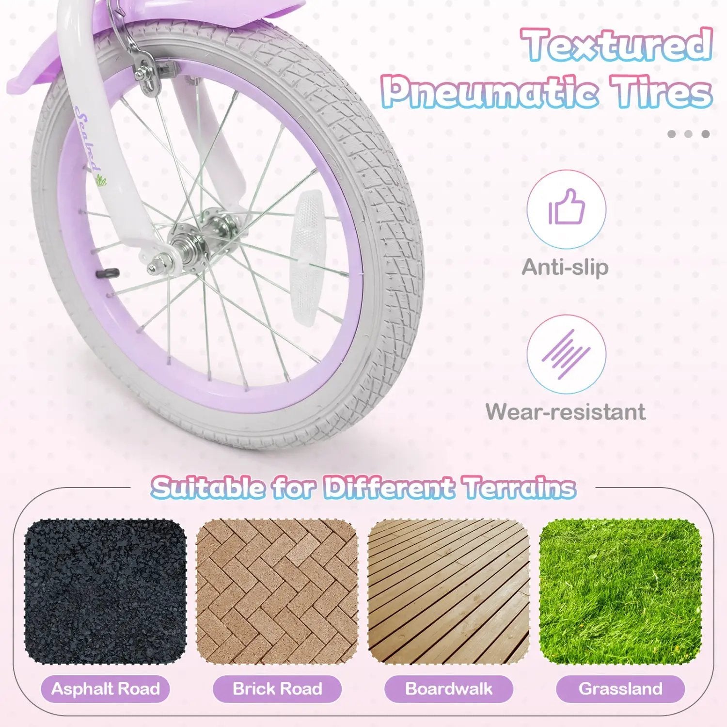 Kids Bike 12-20 Inch with Training Wheels & Basket Purple by DirectDeals