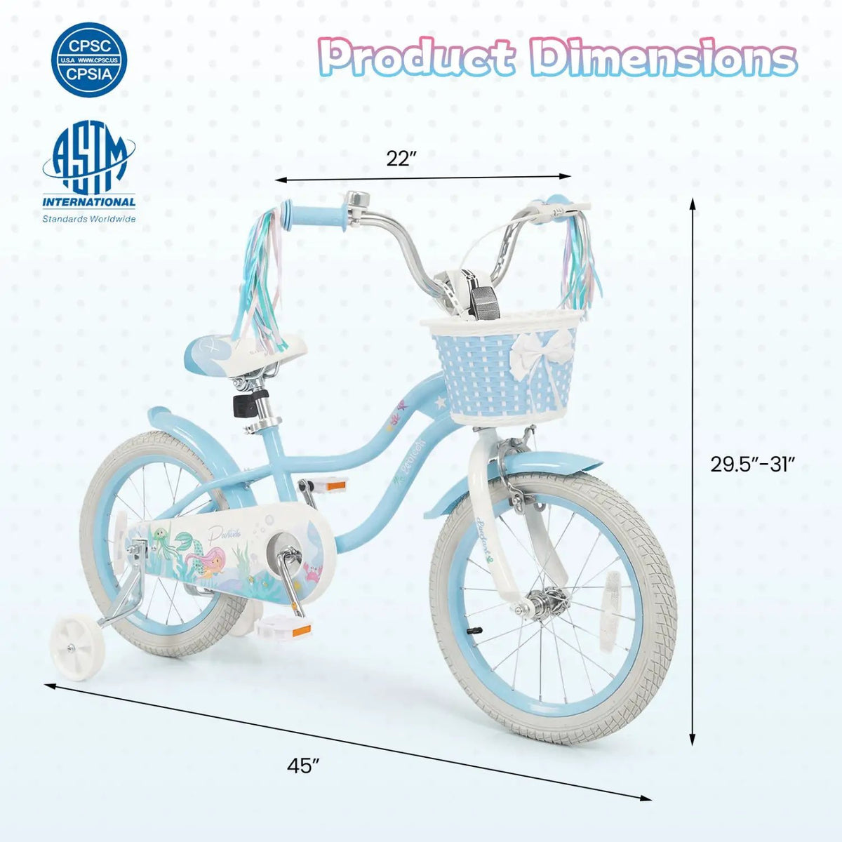 Kids Bike 12-20 Inch with Training Wheels & Basket by DirectDeals