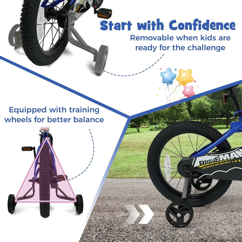 Kids Bike 14-Inch with Removable Training Wheels Navy by DirectDeals