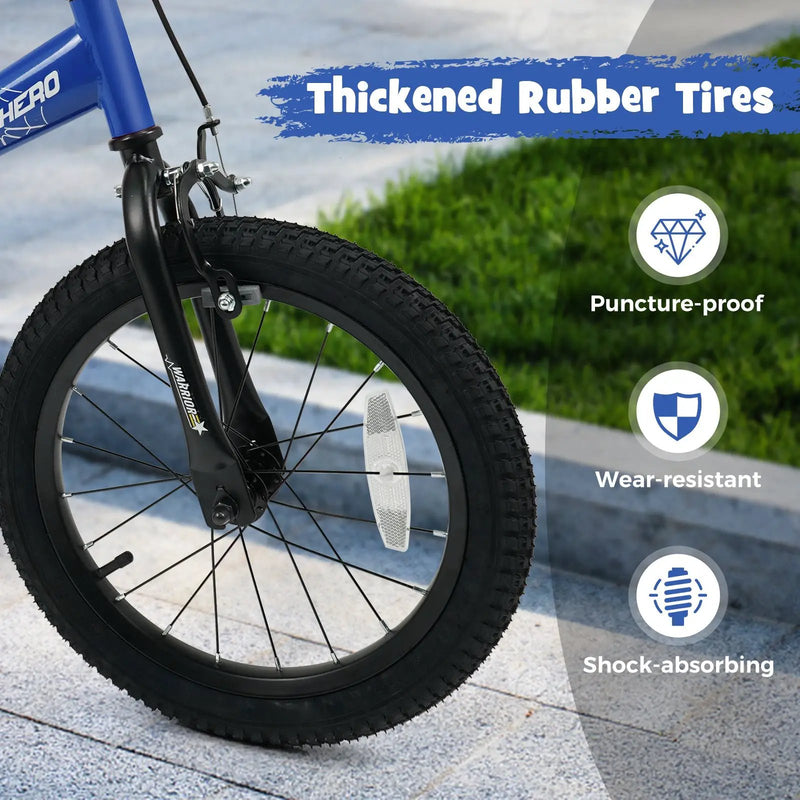 Kids Bike 14-Inch with Removable Training Wheels Navy by DirectDeals