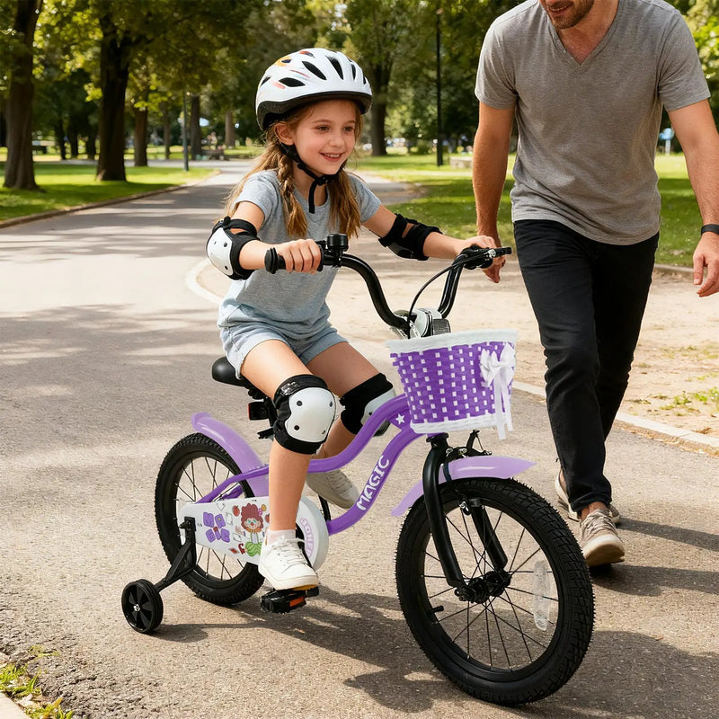 Kids Bike with Training Wheels 12-18 Inch - Purple by DirectDeals
