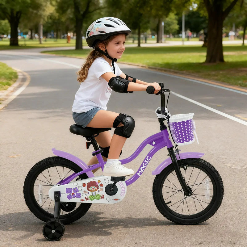 Kids Bike with Training Wheels 12-18 Inch - Purple by DirectDeals
