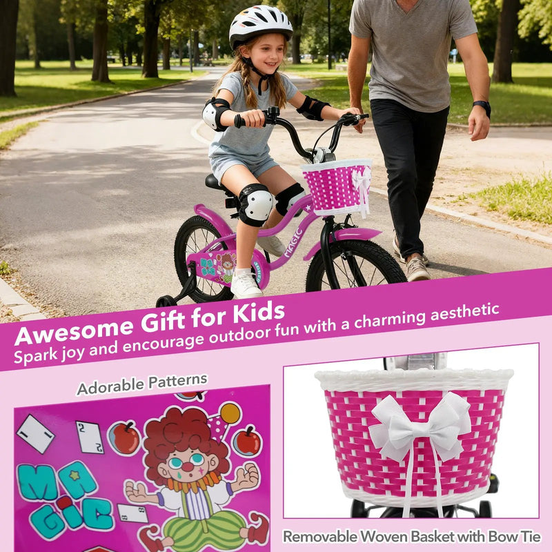 Kids Bike with Training Wheels 12-18 Inch - Magic Rose by DirectDeals