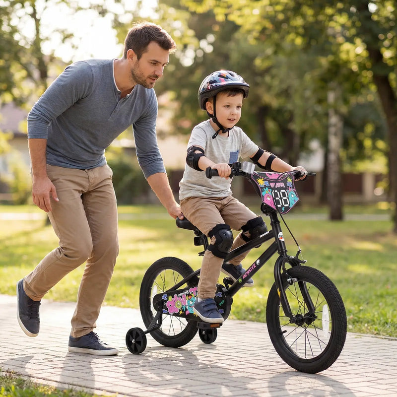 18-Inch Kids Bike with Training Wheels for Ages 4-8 by DirectDeals