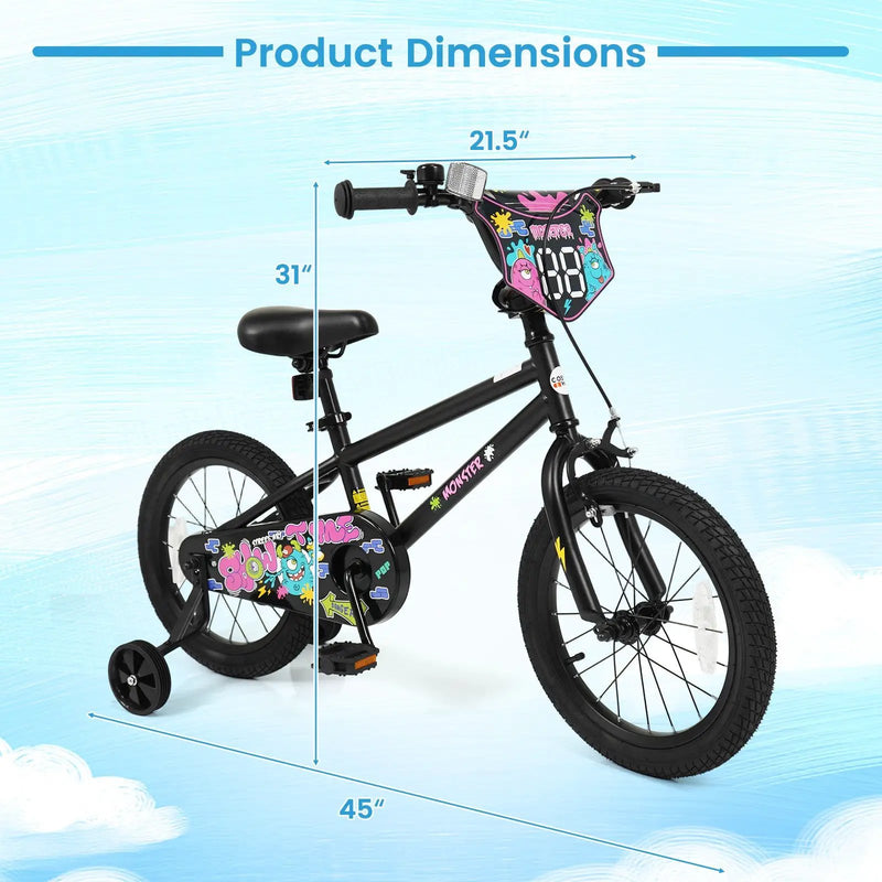 18-Inch Kids Bike with Training Wheels for Ages 4-8 by DirectDeals