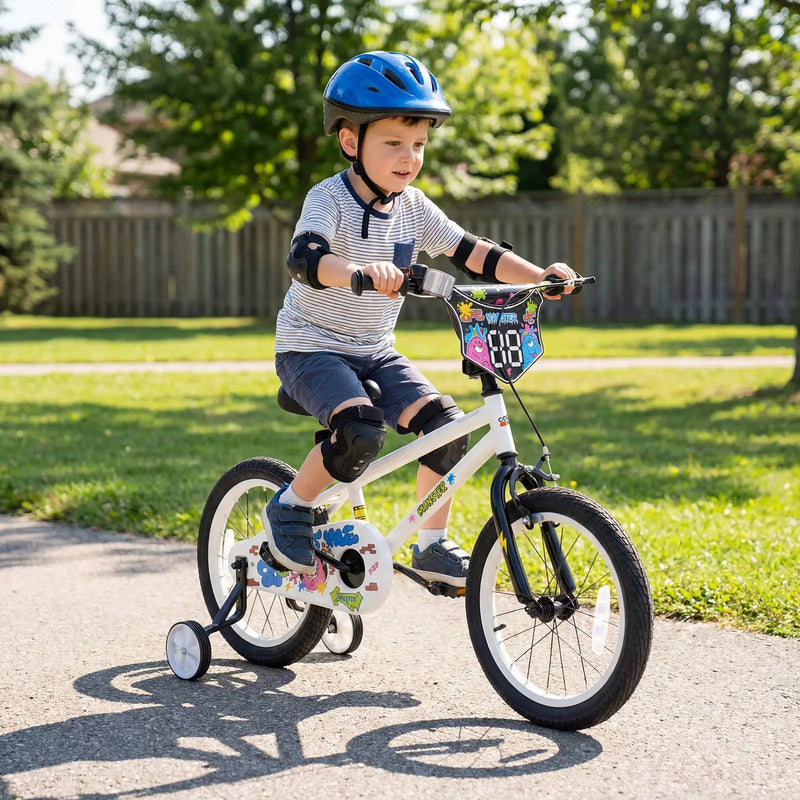 Kids Bike with Training Wheels 12-18 Inch White by DirectDeals