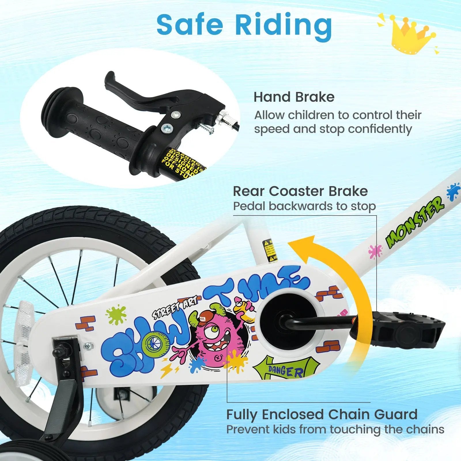 Kids Bike with Training Wheels 12-18 Inch White by DirectDeals