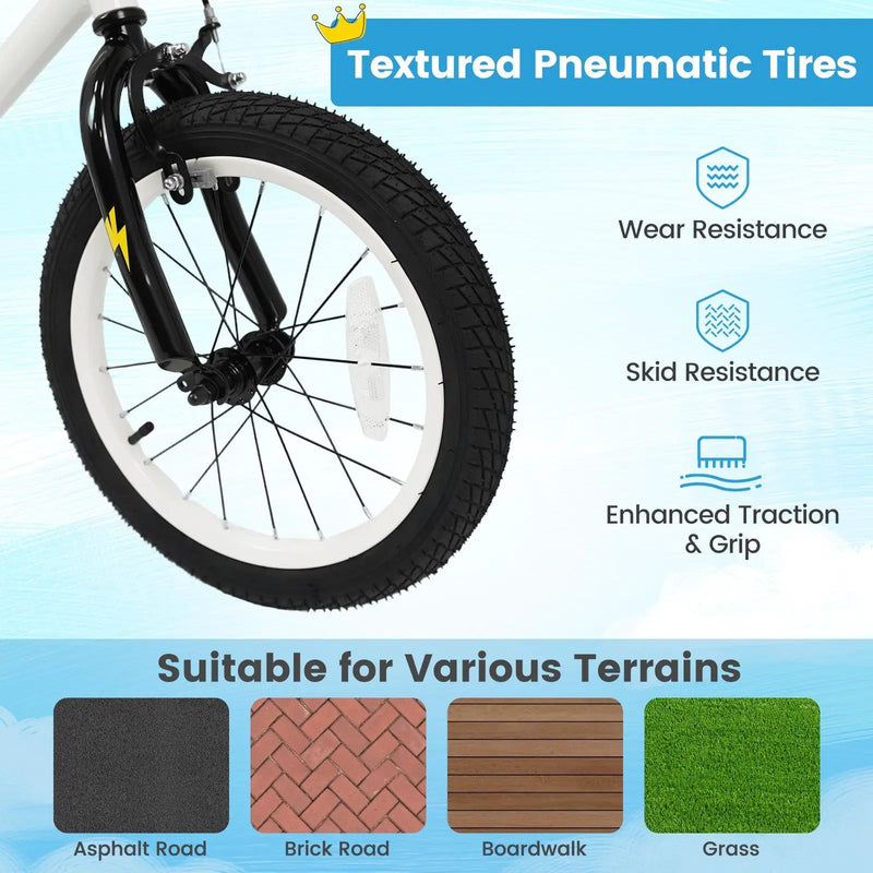 Kids Bike with Training Wheels 12-18 Inch White by DirectDeals