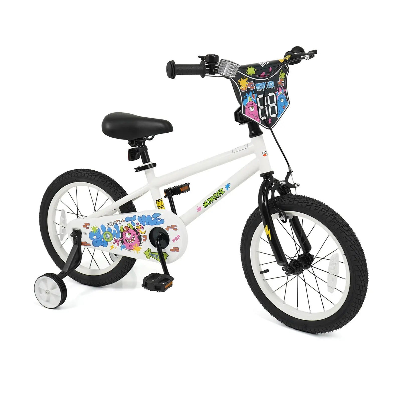 Kids Bike with Training Wheels 12-18 Inch White by DirectDeals