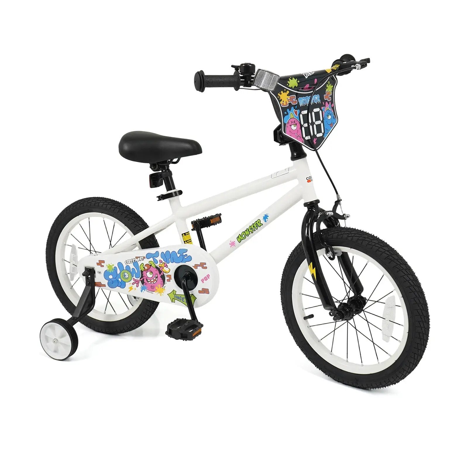 Kids Bike with Training Wheels 12-18 Inch White by DirectDeals